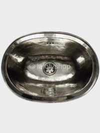 Vasque argentée marocaine ovale en maillechort 38 x 30 cm - à encastrer