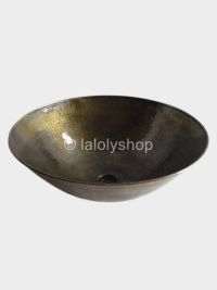 Lave-mains marocain en cuivre patiné bronze rond 30 cm - à poser