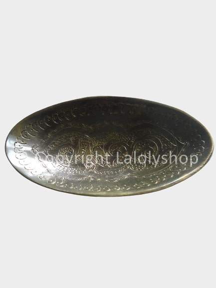 Porte-savon gravé à poser, en cuivre patiné bronze