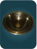 Lave-mains en cuivre patiné bronze marocain rond 30 cm - à encastrer