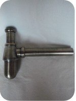 Siphon en cuivre patiné bronze pour vasques à encastrer ou à poser / avec tuyau d'évacuation assorti