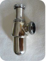 Siphon finition maillechort argenté pour vasques à encastrer ou à poser / avec tuyau d'évacuation assorti