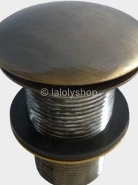 Bonde à poussoir en cuivre patiné bronze pour vasques à poser