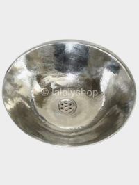 Vasque marocaine argentée ronde en maillechort 35 cm - à poser