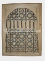 Fenetre orientale bois fer forge marocain 2 volets majorelle 80 x 60