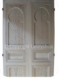 Porte marocaine en bois sculpté, modèle Safi, 220 x 100 cm