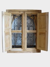 Fenêtre marocaine bois fer forgé Majorelle 80 x 60 cm