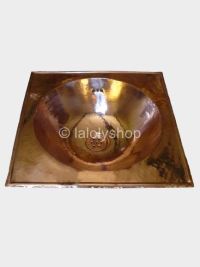 Vasque en cuivre rouge marocaine ronde, plage carrée 38 x 38 cm - à encastrer