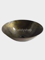 Lavabo rond a poser sur plan de travail cuivre patine bronze 40 cm