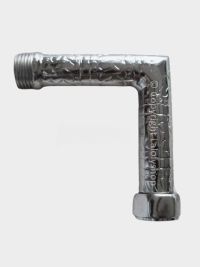 Raccord angle droit pour robinet mural de douche finition maillechort argenté ciselé